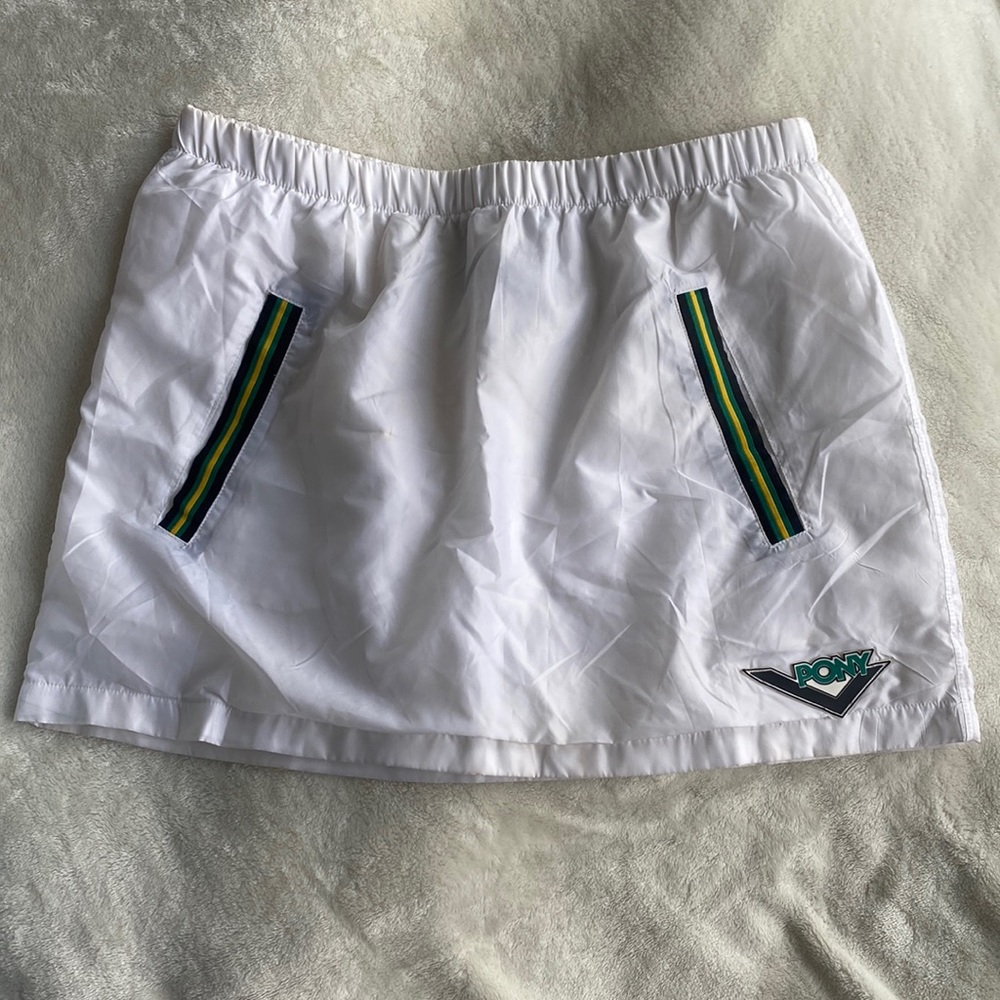 Forever 21 x Pony preppy sporty mini skirt windbreaker material skirt